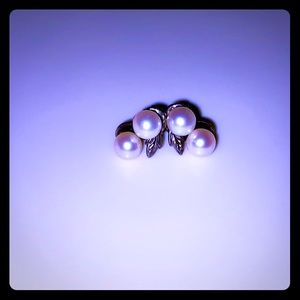 Vintage double Pearl & Sterling Earrings